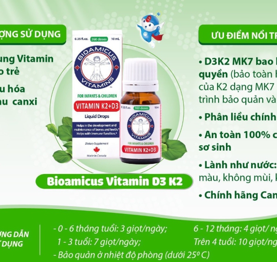 BIOAMICUS VITAMIN K2+D3 – TĂNG KHẢ NĂNG HẤP THỤ CANXI