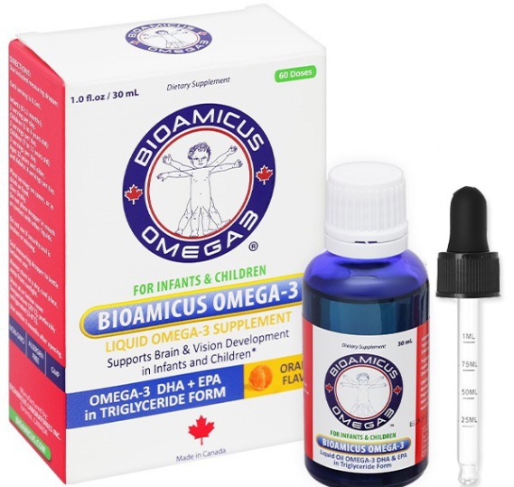 Dầu cá BioAmicus Omega-3 hỗ trợ phát triển não bộ và thị giác 30ml