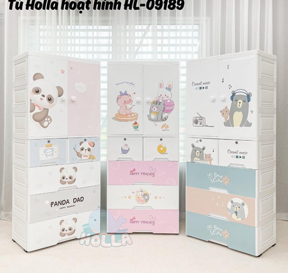 Tủ nhựa Holla 5 tầng hoạt hình xanh HL- 09189