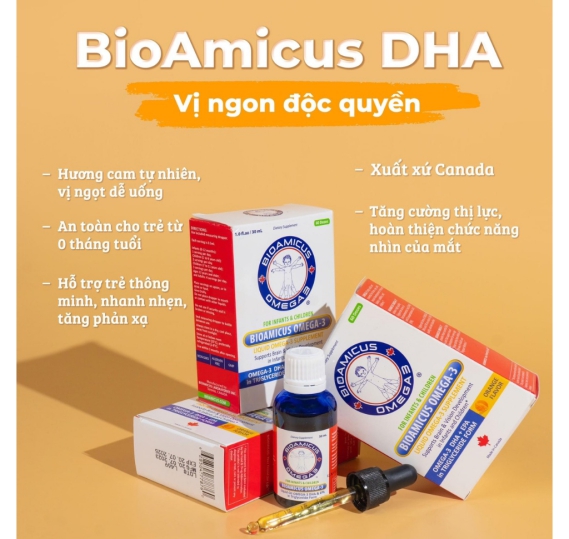 Dầu cá BioAmicus Omega-3 hỗ trợ phát triển não bộ và thị giác 30ml