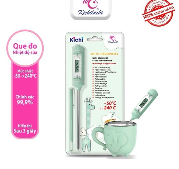 QUE ĐO NHIỆT ĐỘ SỮA VÀ THỨC ĂN DẶM CHO BÉ KICHILACHI