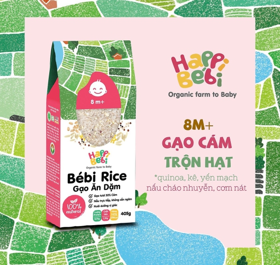Gạo vỡ cám mầm trộn hạt hữu cơ cho bé từ 8 tháng Bébi Rice 450g