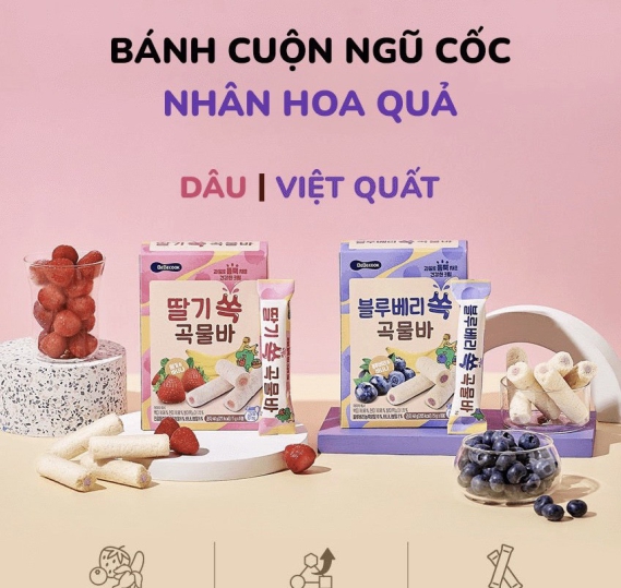 Bánh cuộn ngũ cốc vị dâu tây BeBecook