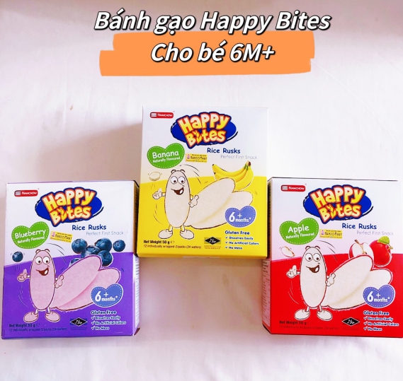 Bánh Gạo Ăn Dặm Cho Trẻ Em Happy Bites Táo 50g