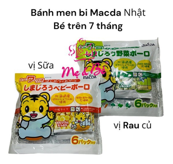 Bánh men bi Macda Nhật cho bé trên 7 tháng vị sữa và vị rau củ