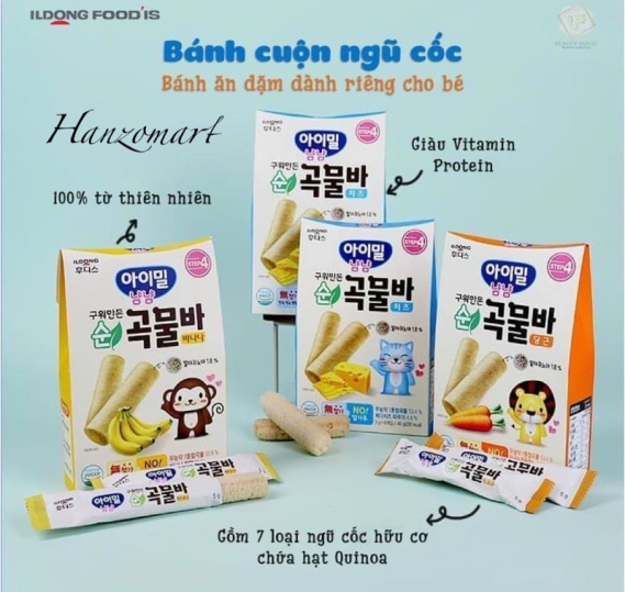 Bánh cuộn ngũ cốc ăn dặm Ildong cho bé Ayiyum