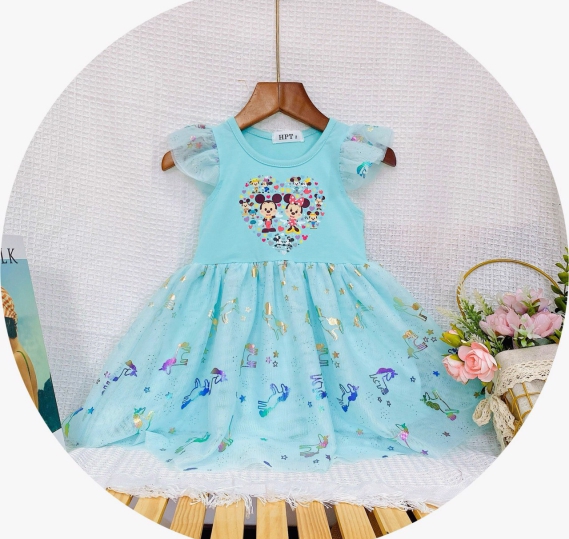 Đầm thun phối vole size 10-25kg - Hàng xuất