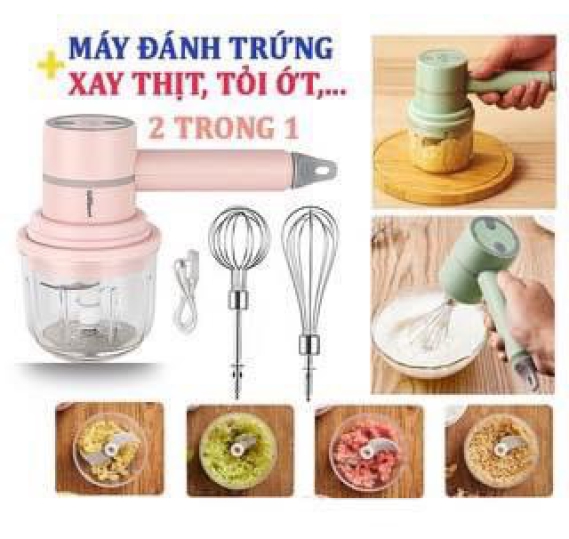 Máy xay mini cầm tay 2in1