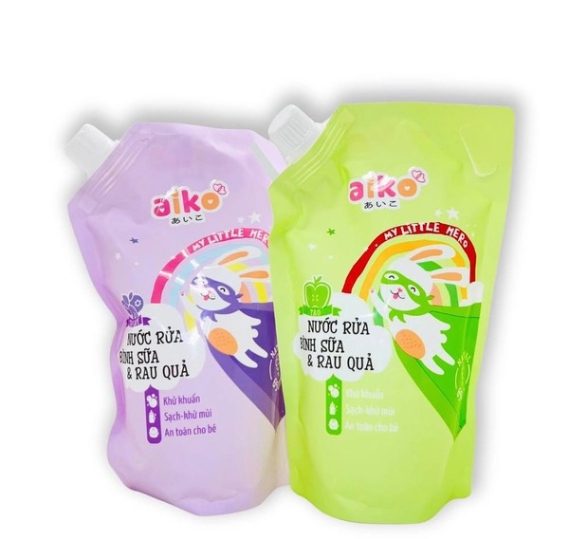 Nước rửa bình sữa và trái cây Aiko túi 650ml